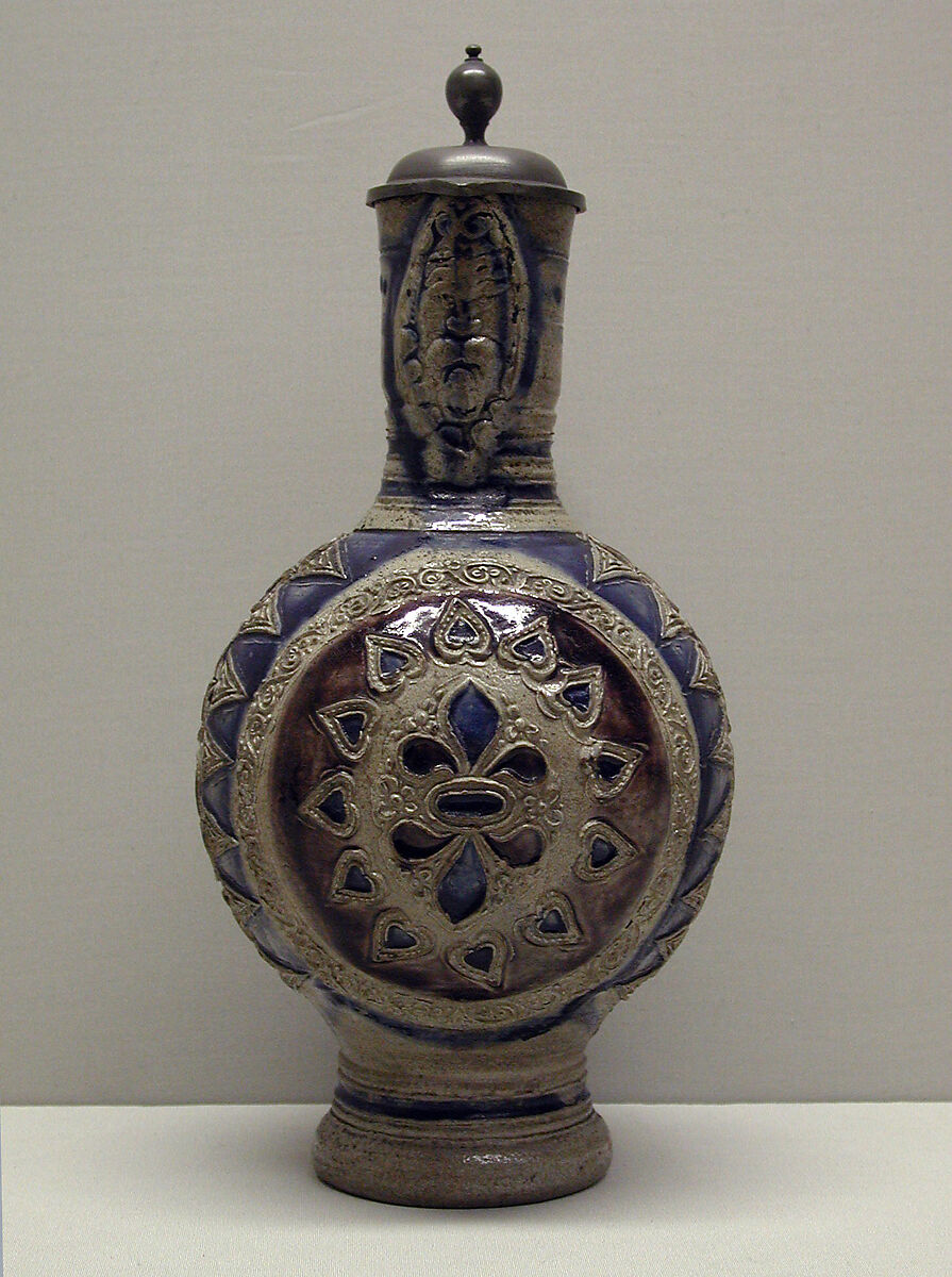 Jug, Salt-glazed stoneware; pewter, German, Westerwald (Grenzau or Grenzhausen)