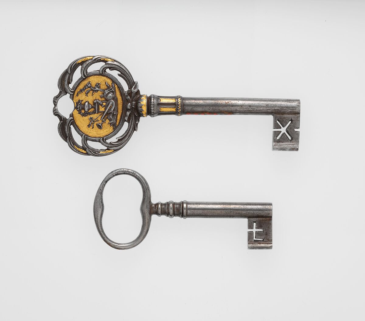 Drop-front secretary (Secrétaire en armoire), Jean Henri Riesener (French, Gladbeck, North Rhine-Westphalia 1734–1806 Paris), Oak veneered with ebony and 17th-century Japanese lacquer; interiors veneered with tulipwood, amaranth, holly, and ebonized holly; gilt-bronze mounts; marble top; velvet (not original), French, Paris