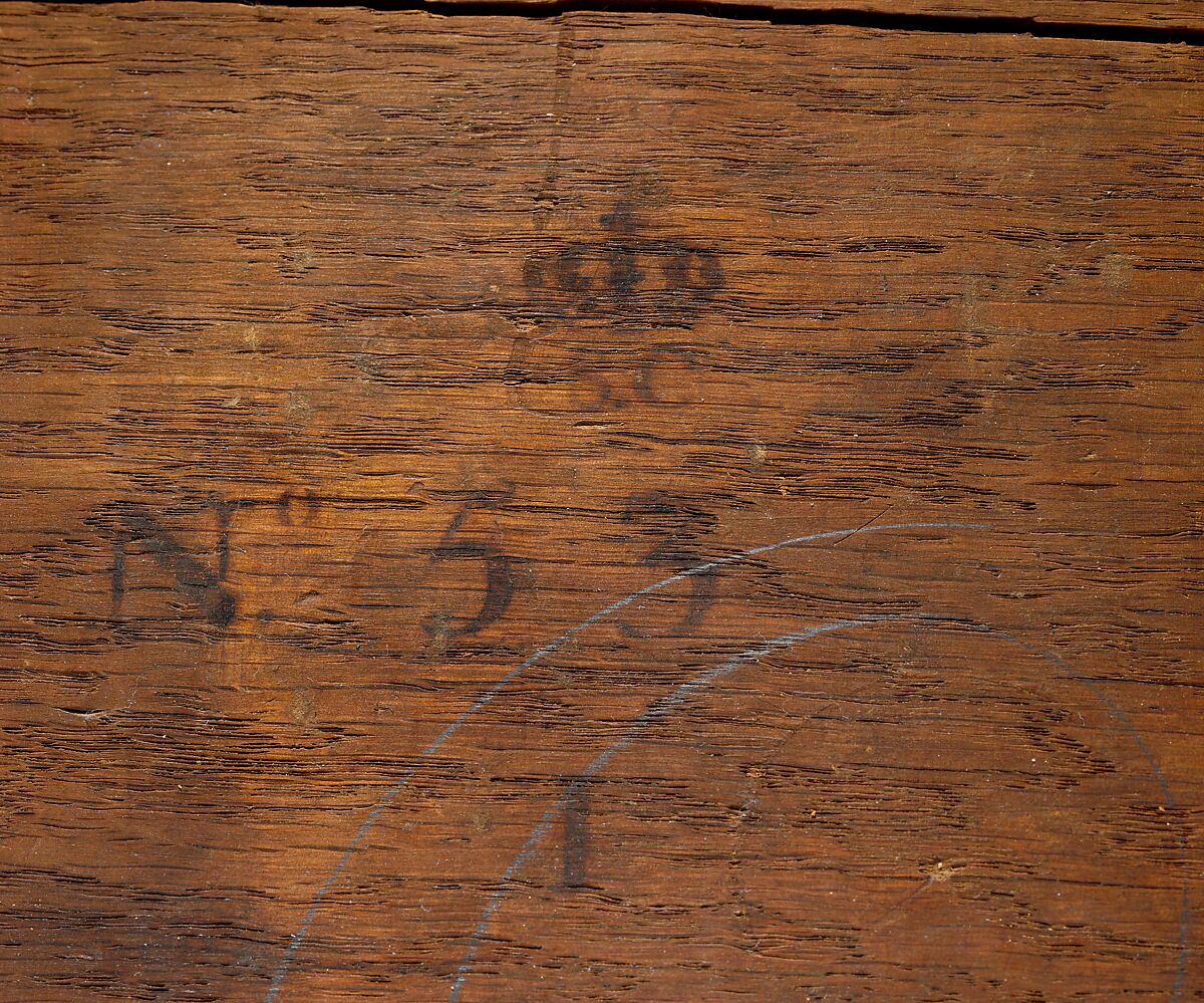 Commode (Secrétaire à abattant), Jean Henri Riesener (French, Gladbeck, North Rhine-Westphalia 1734–1806 Paris), Oak veneered with ebony and 17th-century Japanese lacquer; interiors veneered with tulipwood, amaranth, holly, and ebonized holly; gilt-bronze mounts; marble top; velvet (not original), French, Paris