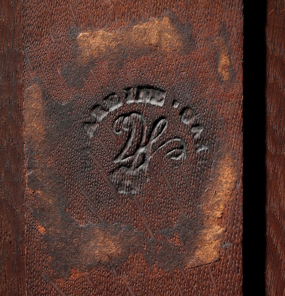 Commode (Secrétaire à abattant), Jean Henri Riesener (French, Gladbeck, North Rhine-Westphalia 1734–1806 Paris), Oak veneered with ebony and 17th-century Japanese lacquer; interiors veneered with tulipwood, amaranth, holly, and ebonized holly; gilt-bronze mounts; marble top; velvet (not original), French, Paris