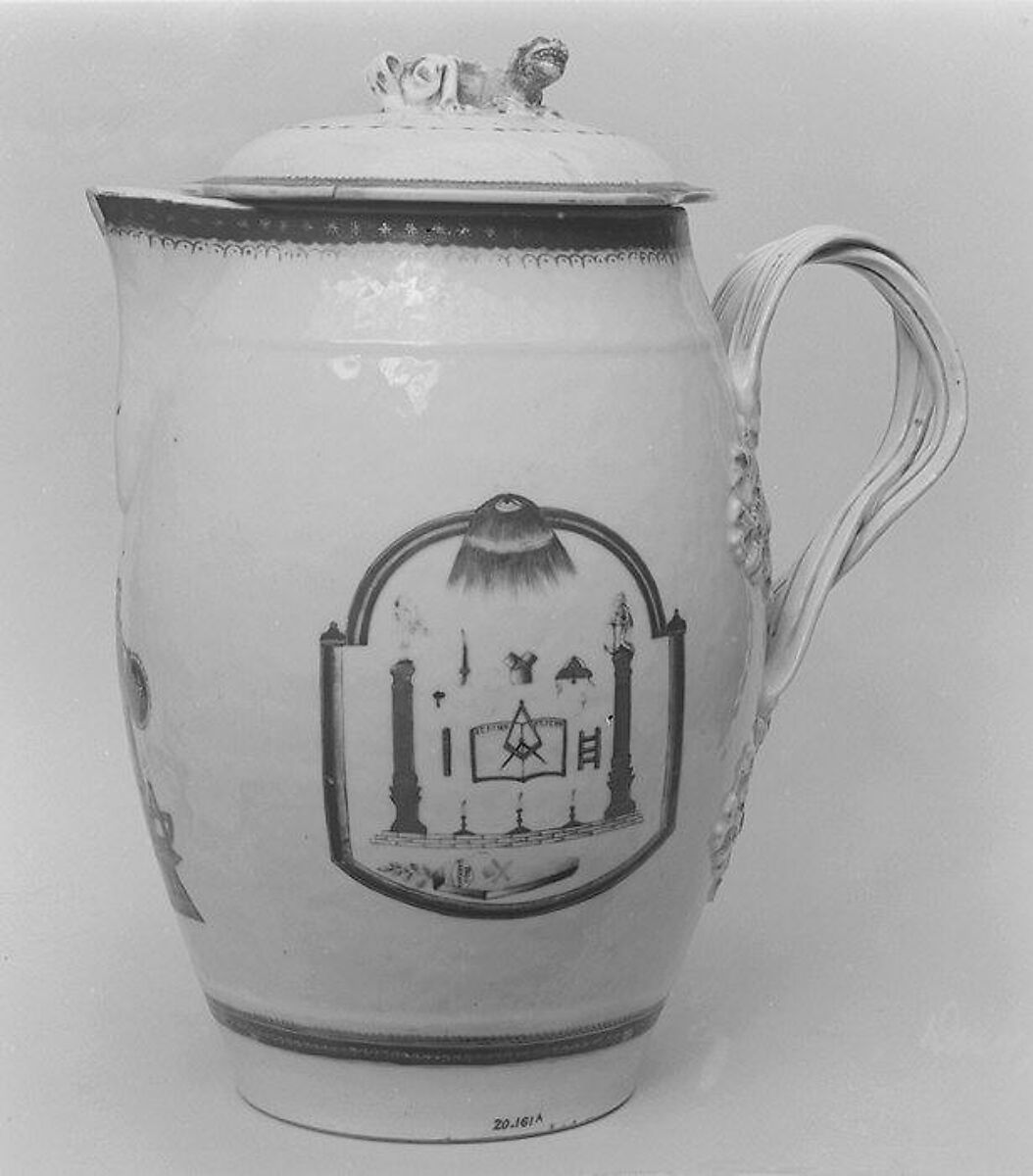 Pitcher with cover, Hard-paste porcelain, Chinese, probably for American market 