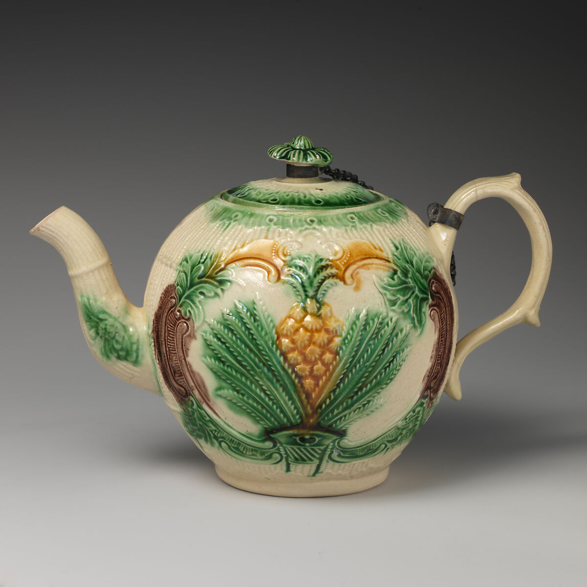 Teapot, Style of Thomas Whieldon (British, Penkull, Stoke-on-Trent 1719–1795), Lead-glazed earthenware, British, Staffordshire