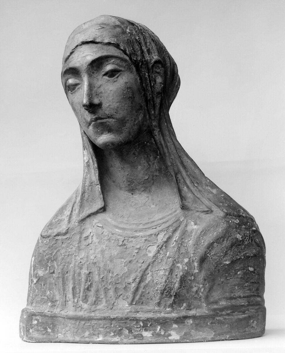 Virgin Mary (probably), After a composition by Mino da Fiesole (Mino di Giovanni) (Italian, Papiano or Montemignaio 1429–1484 Florence), Stucco, polychromed, Italian, Florence or Rome 