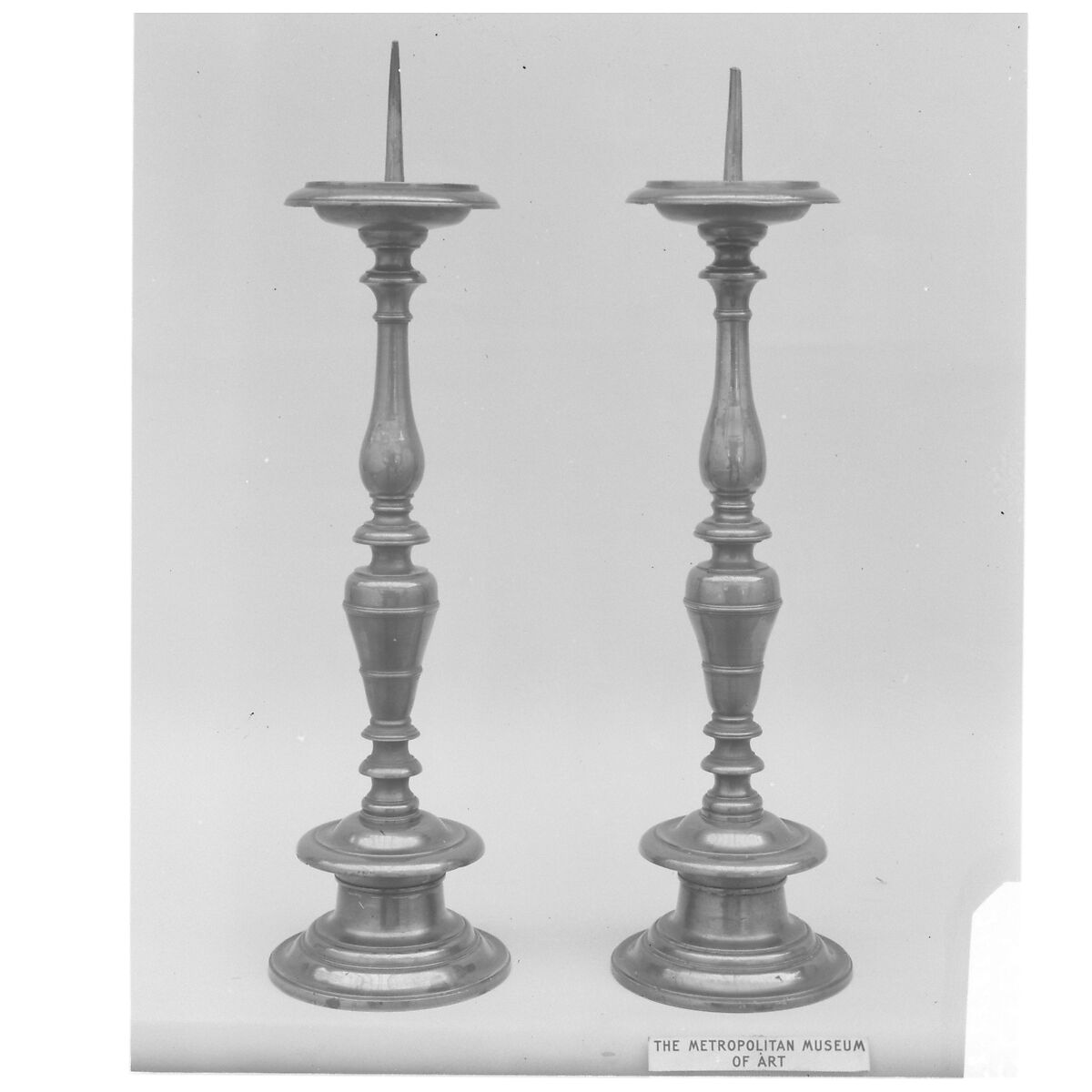 Pair of candlesticks, Brass, Flemish or Italian 