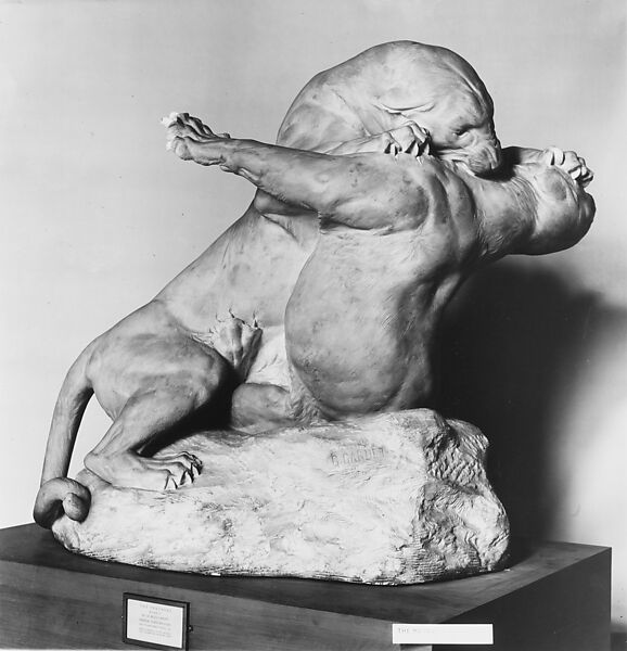 Panthers, Georges Gardet (French, Paris 1863–1939), Marble, artificially colored, French 