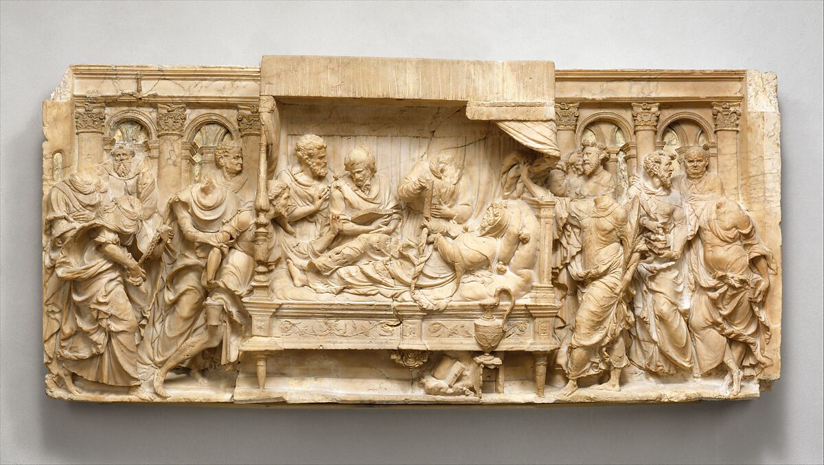 The Dormition of the Virgin, Jacques Juliot (French, active 1540–52)  , and workshop, Alabaster, remains of gilding, French, Troyes 
