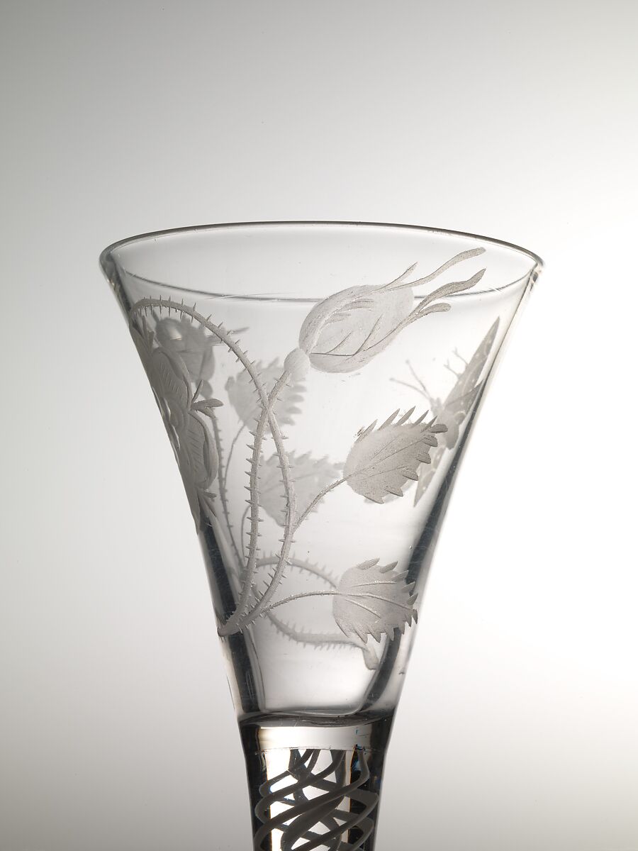 Wineglass with Jacobite emblems, Glass, British