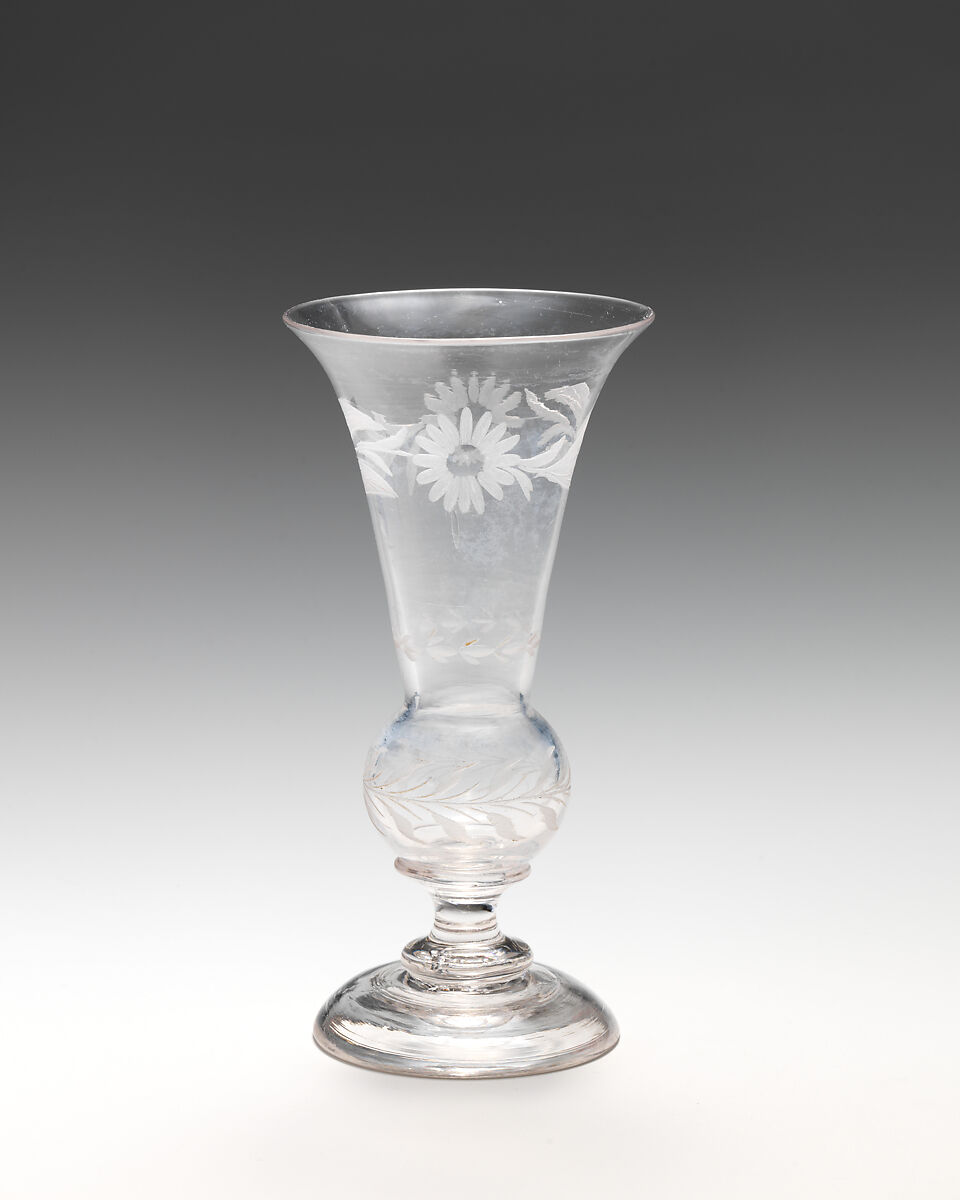 Wineglass or vase, Glass, possibly British 