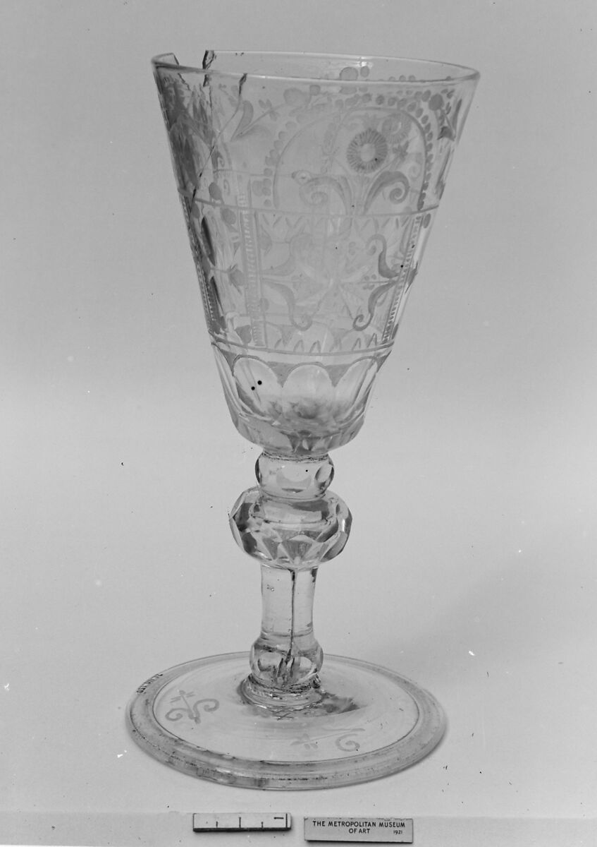 Wineglass, Glass, possibly Bohemian 