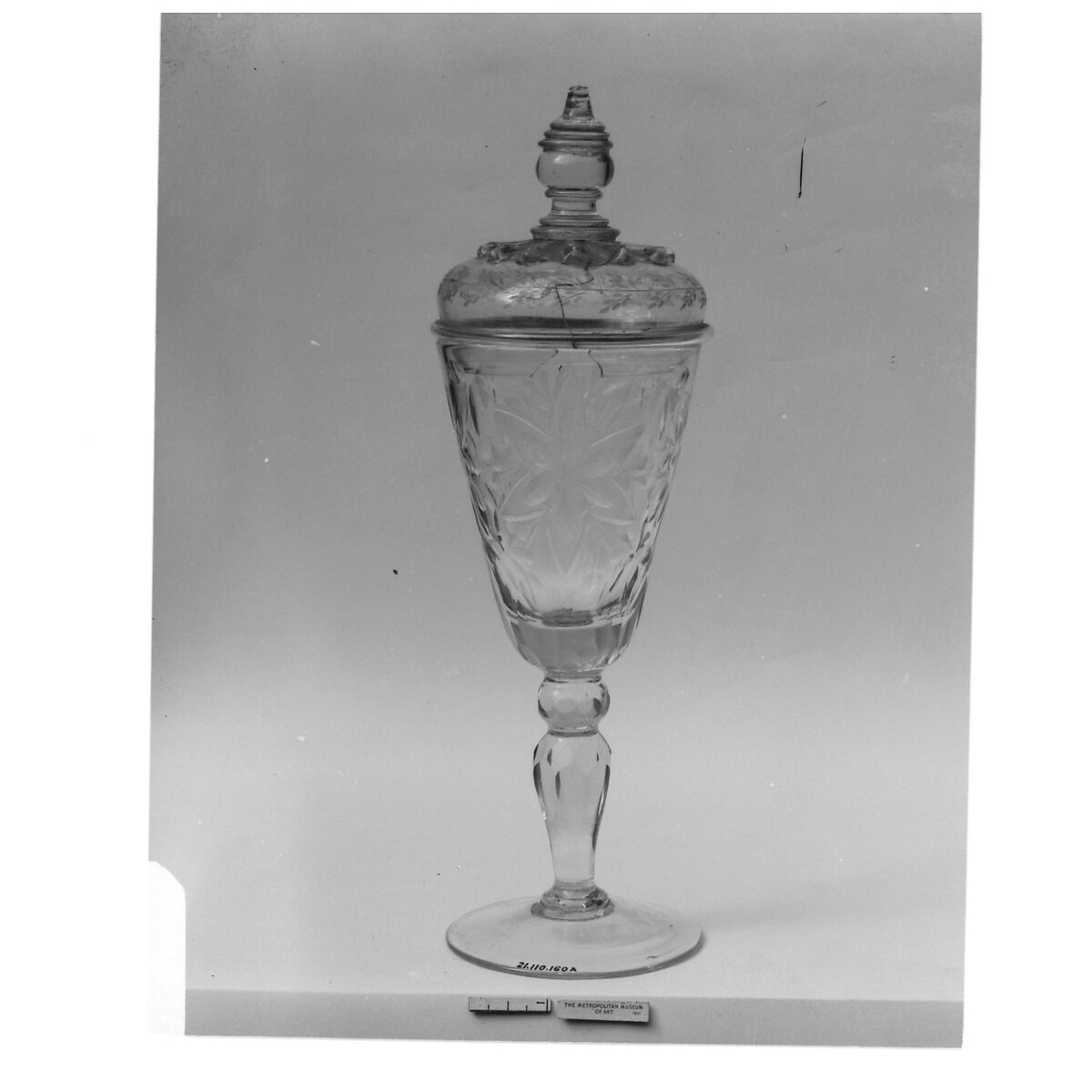 Wineglass with cover, Glass, possibly Bohemian 