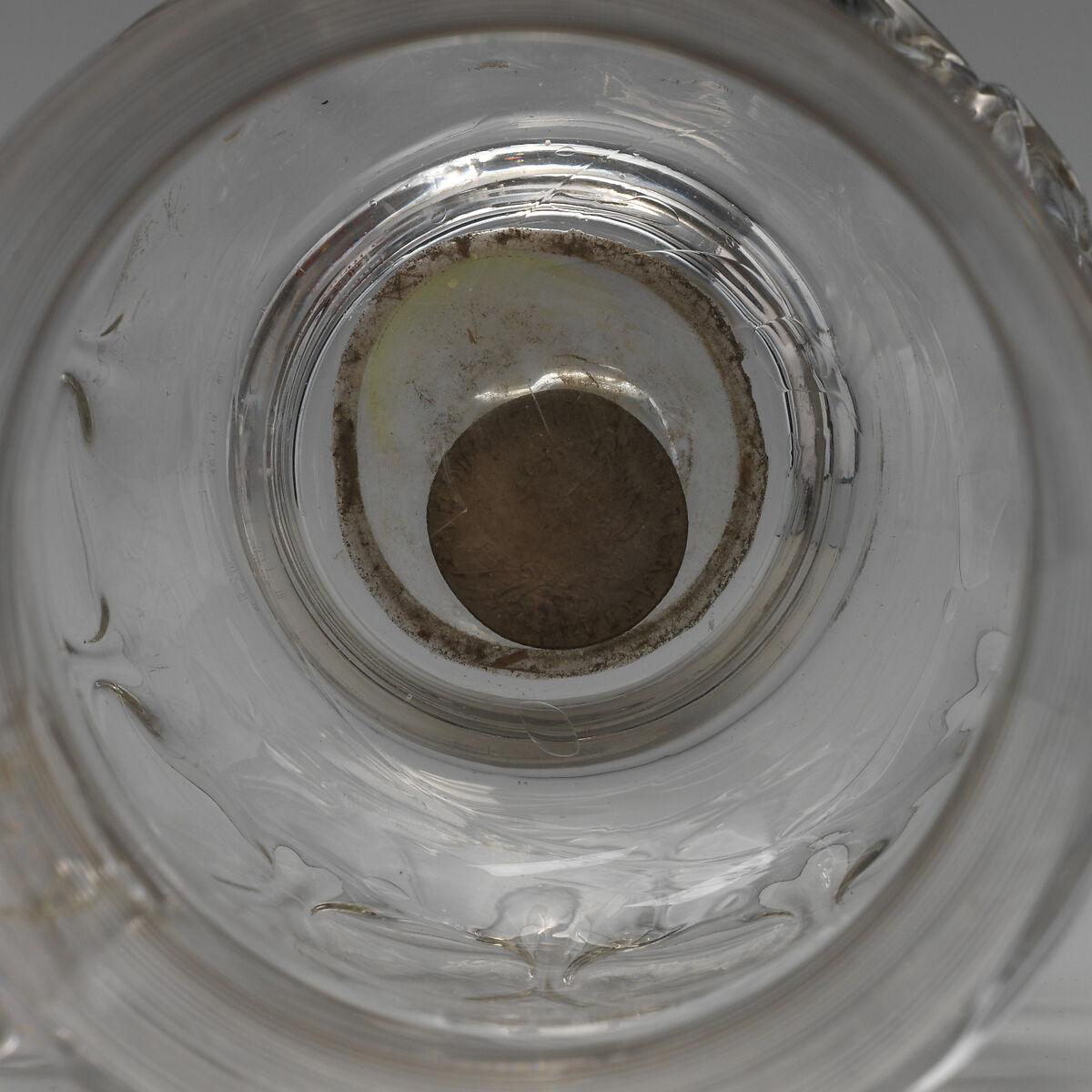 Mug, Glass; coin, British