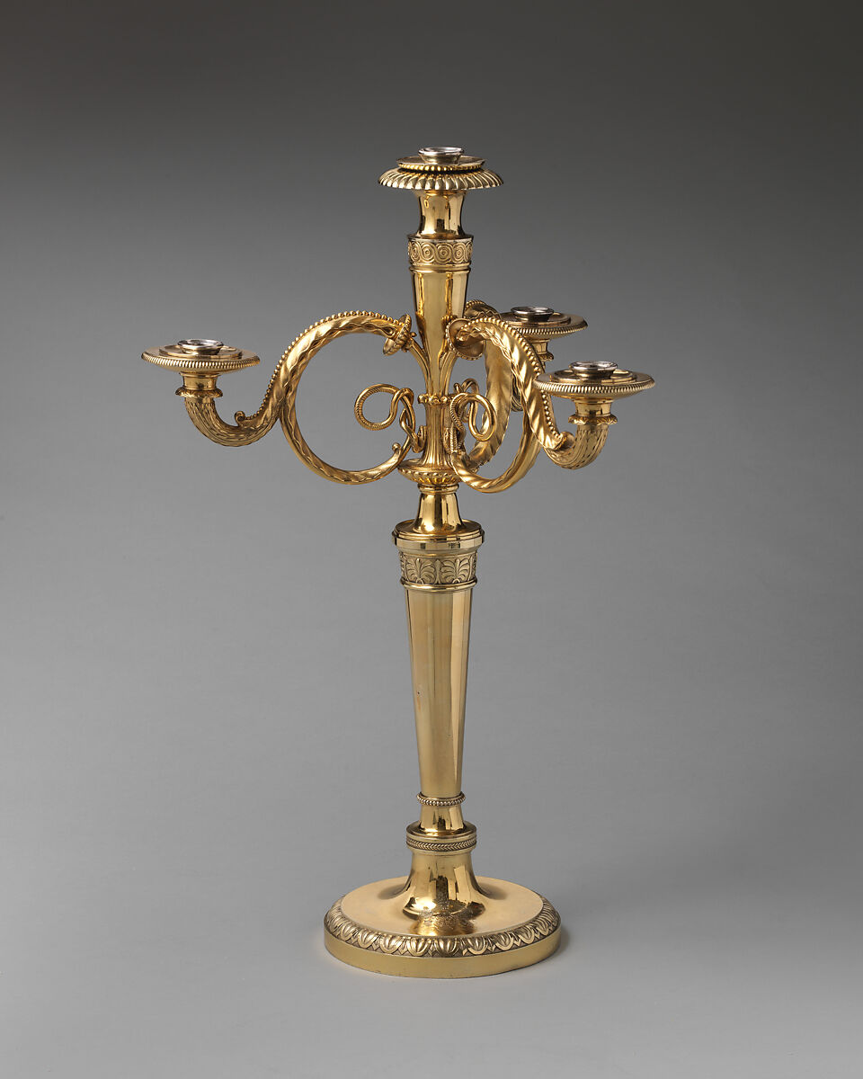 Pair of candelabra bearing the arms of the Duke of York (1763–1827), Henri Auguste (French, Paris 1759–1816 Port-au-Prince), Silver, French, Paris