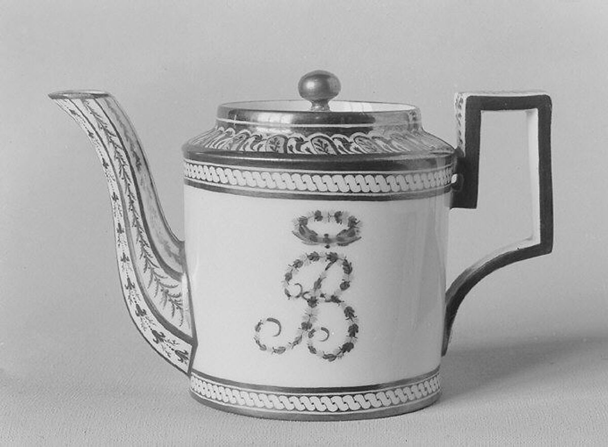 Teapot (part of a traveling tea service), Dihl et Guérhard (French, 1781–ca. 1824) (Manufacture de Monsieur Le Duc d’Angoulême, until 1789), Hard-paste porcelain, French, Paris 