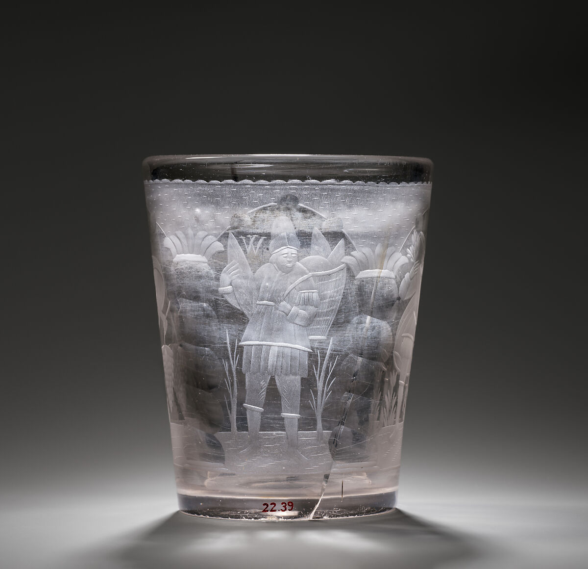 Tumbler with allegorical figures of the Seasons, Glass, probably Bohemian