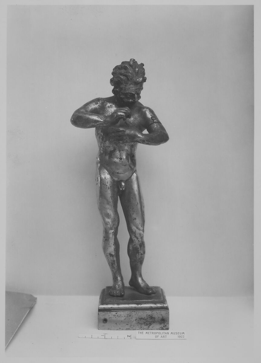 Marsyas Playing the (missing) Double Flute, Gilt bronze, probably German 