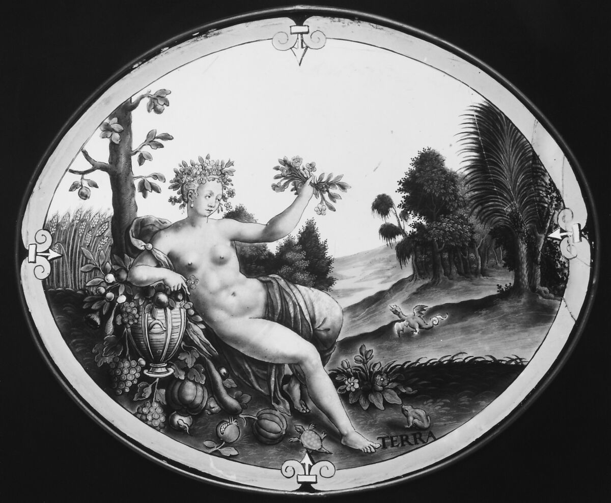 The Elements: Earth, Attributed to the workshop of Christoph Murer (Swiss, Zurich 1558–1614 Winterthur), Painted and stained glass, Swiss, Zurich