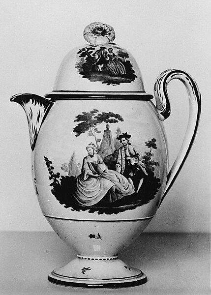 Chocolate pot with cover (part of a set), Josiah Wedgwood and Sons  British, Creamware, British, Etruria, Staffordshire and Leeds