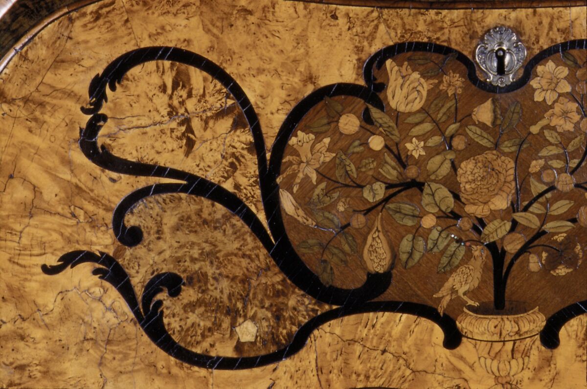 Slant-top desk, Jean-François Hache (fils, called Hache l'ainé) (1730–1801/2), Walnut, kingwood and various marquetry woods, some stained; gilt bronze, French, Grenoble