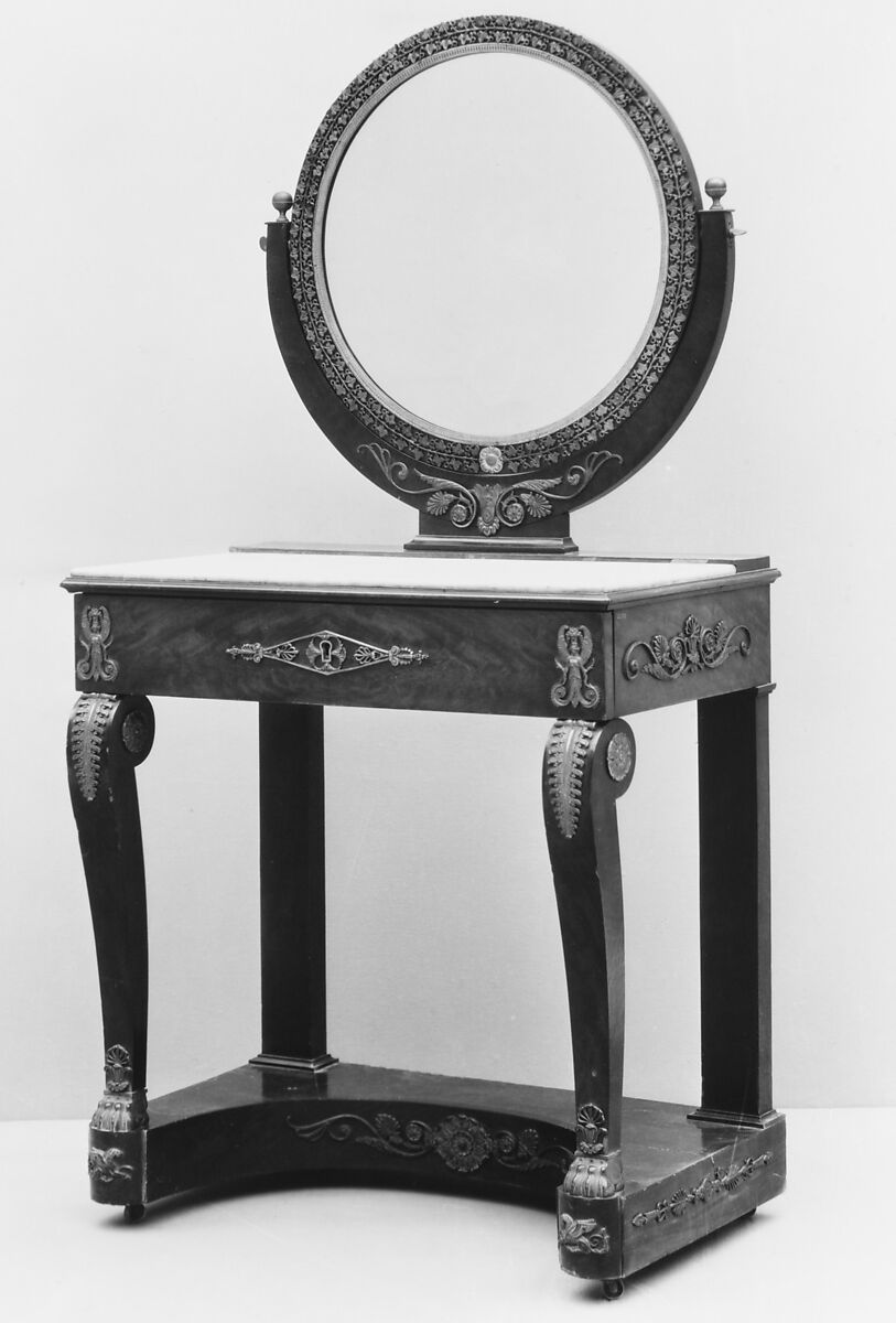 Dressing table, Mahogany, gilt bronze, marble, French 