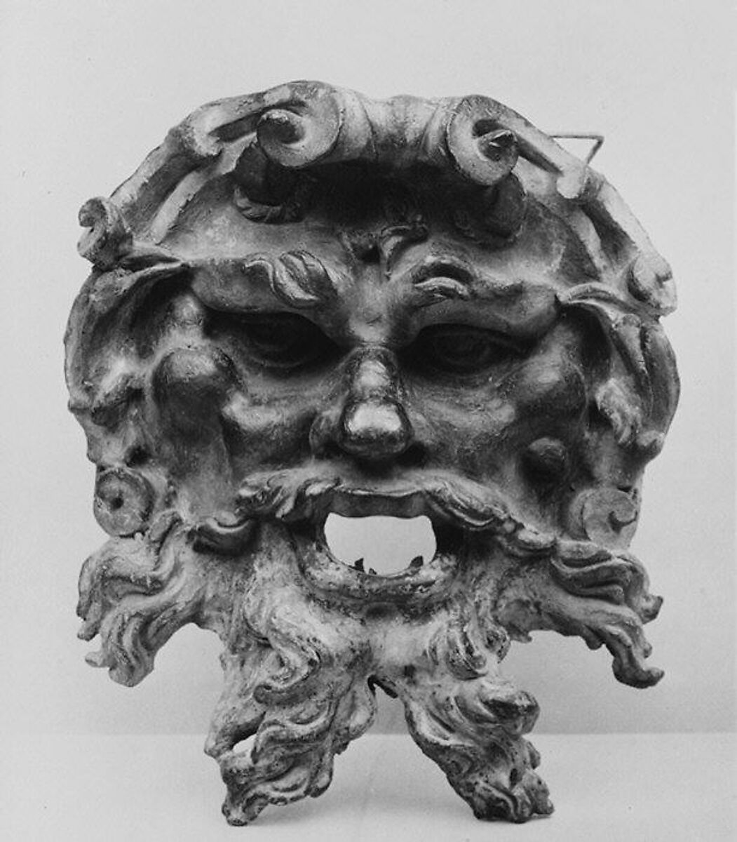 Mask of Bearded Satyr, Bronze, Italian