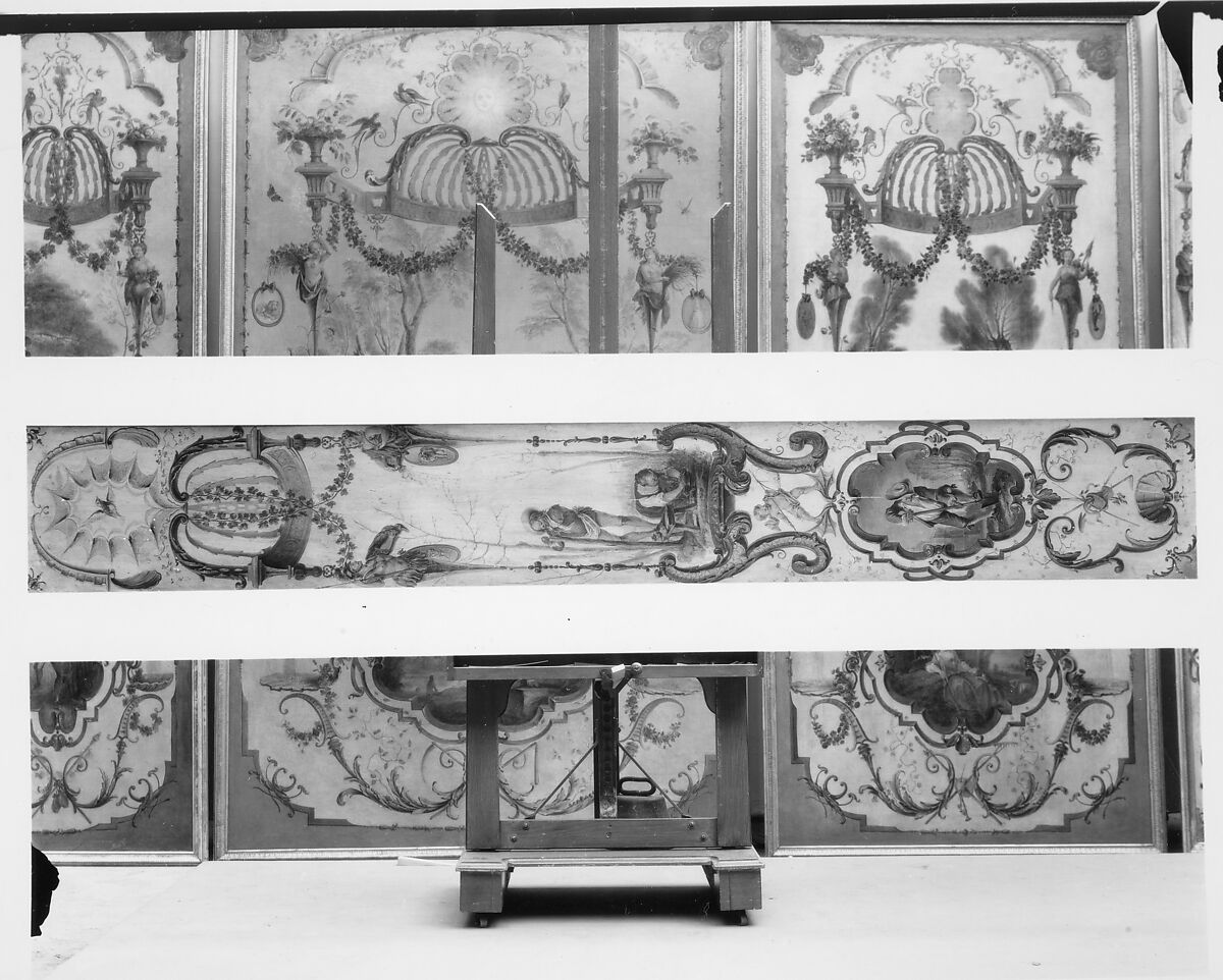 March and April (part of a set illustrating the months of the year), Follower of Antoine Watteau (French, Valenciennes 1684–1721 Nogent-sur-Marne), Oil on panel; wood frame, painted yellow and gilded, French