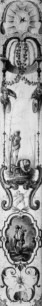 March and April (part of a set illustrating the months of the year), Follower of Antoine Watteau (French, Valenciennes 1684–1721 Nogent-sur-Marne), Oil on panel; wood frame, painted yellow and gilded, French