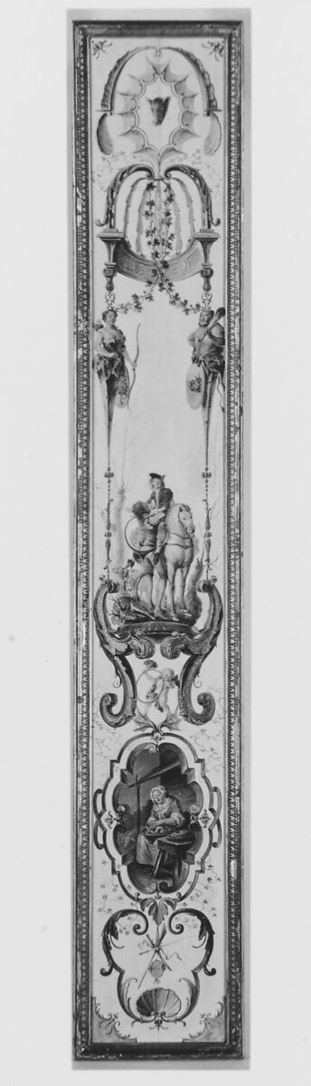 November and December (part of a set illustrating the months of the year), Follower of Antoine Watteau (French, Valenciennes 1684–1721 Nogent-sur-Marne), Oil on panel; wood frame, painted yellow and gilded, French