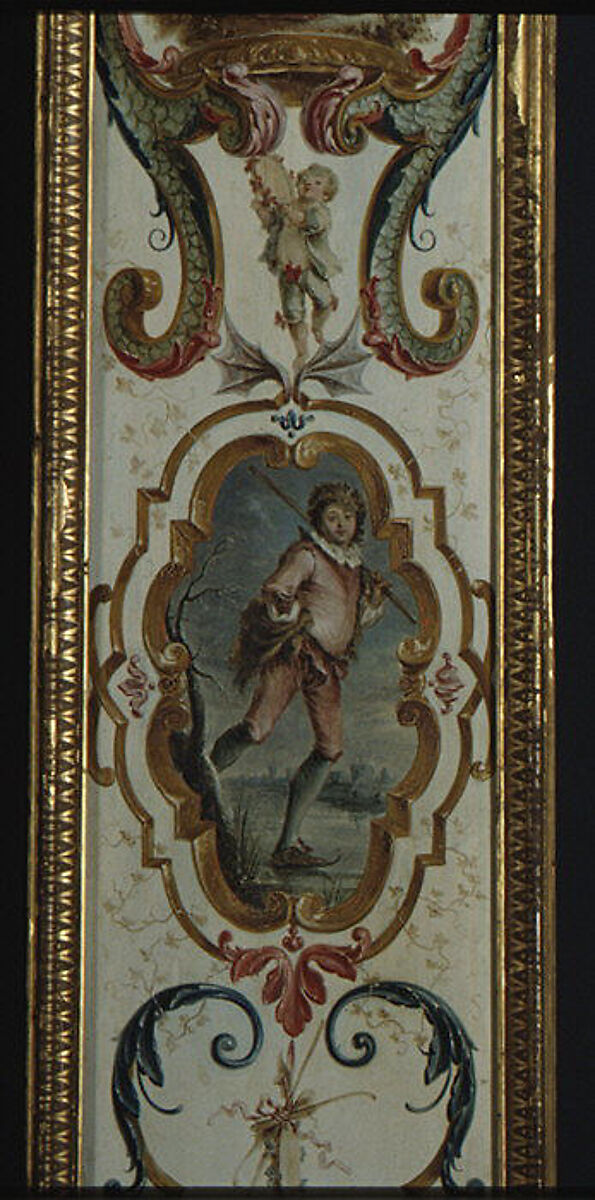 January and February (part of a set illustrating the months of the year), Follower of Antoine Watteau (French, Valenciennes 1684–1721 Nogent-sur-Marne), Oil on panel; wood frame, painted yellow and gilded, French