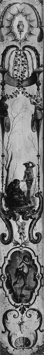 January and February (part of a set illustrating the months of the year), Follower of Antoine Watteau (French, Valenciennes 1684–1721 Nogent-sur-Marne), Oil on panel; wood frame, painted yellow and gilded, French