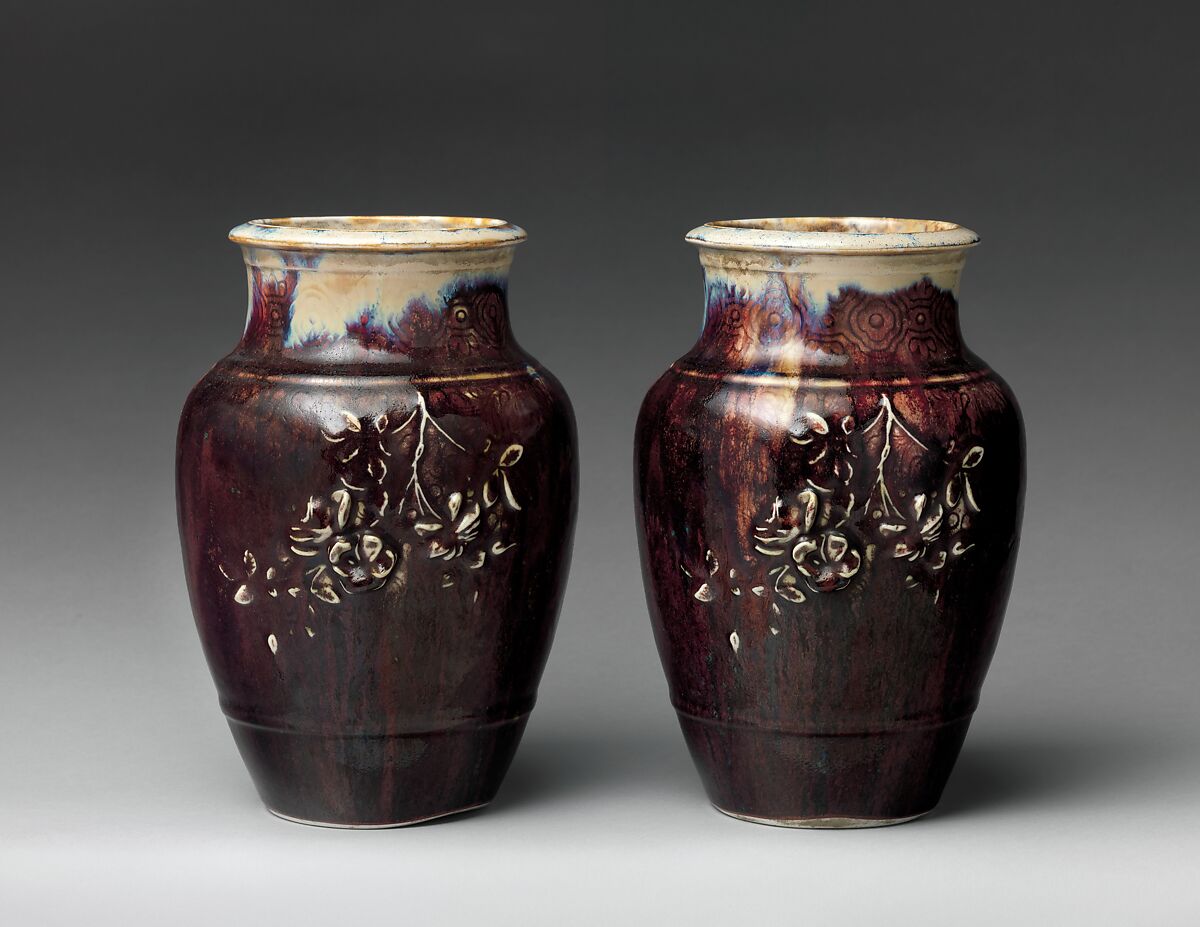 Pair of vases, Haviland &amp; Co. (American and French, 1864–1931), Hard-paste porcelain, French, Limoges 