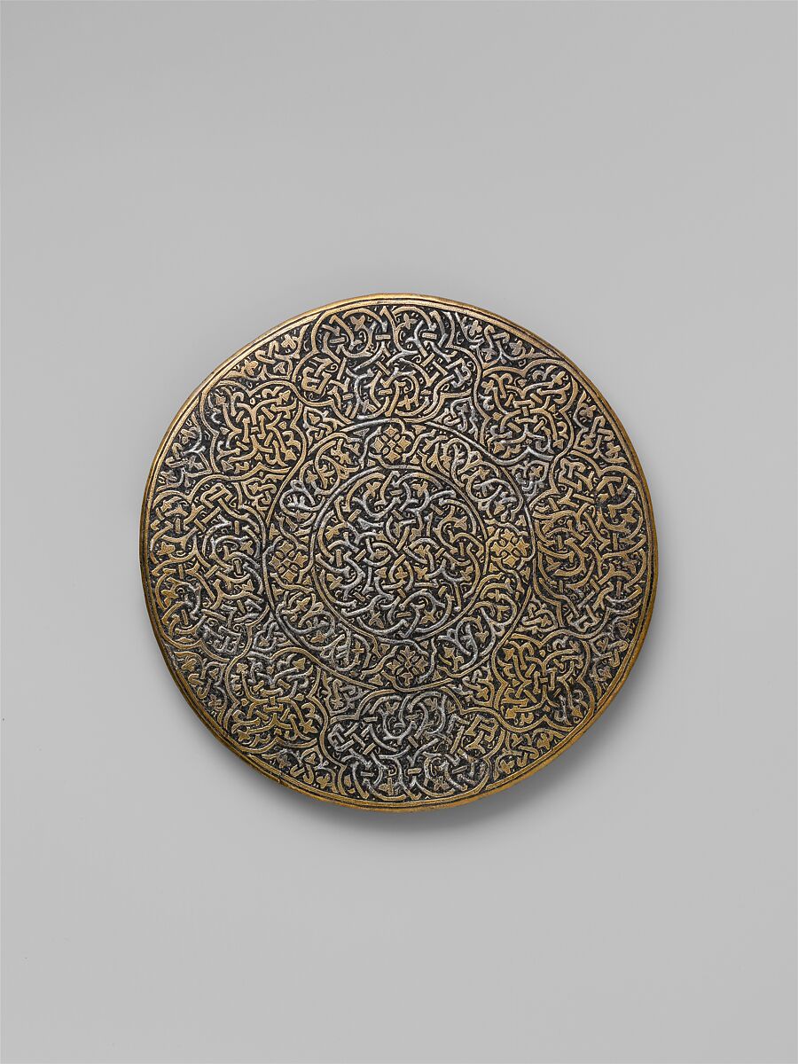 Box with cover, Brass, inlaid with silver and niello (?), possibly Egyptian