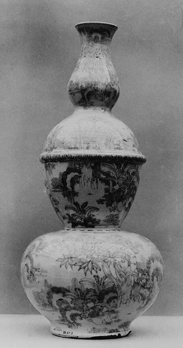 Pair of "triple-gourd" vases, Tin-glazed earthenware, Dutch, Delft