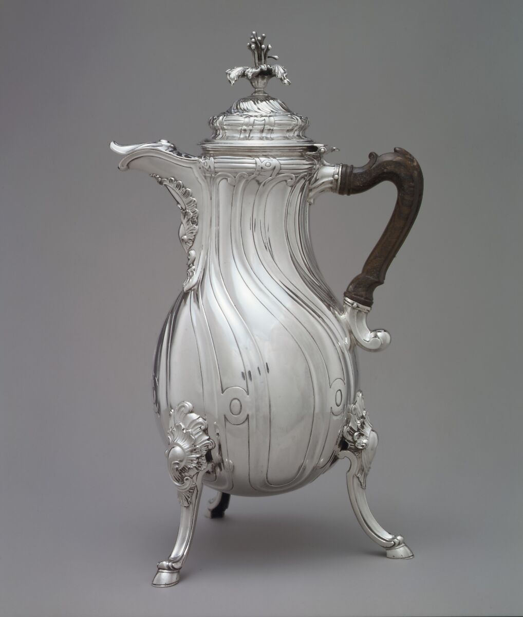 Coffeepot, Master with the Mark of a Crowned D, Silver, wood, Flemish, Mons 