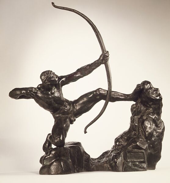 Heracles Drawing his Bow against Stymphalian Birds, Antoine-Emile Bourdelle (French, Montauban 1861–1929 Vésinet), Bronze, French 