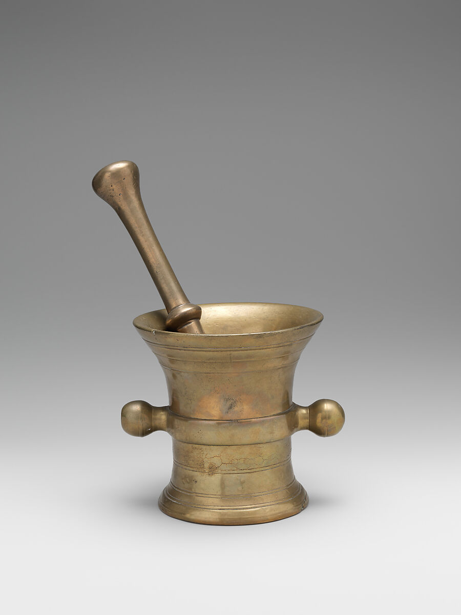 Mortar and pestle, Brass, British or American 