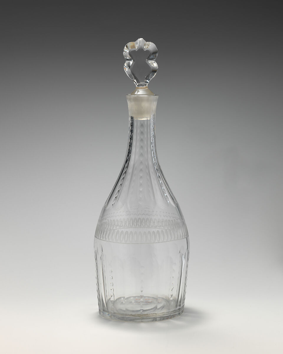 Decanter with stopper (one of a pair), Glass, British 