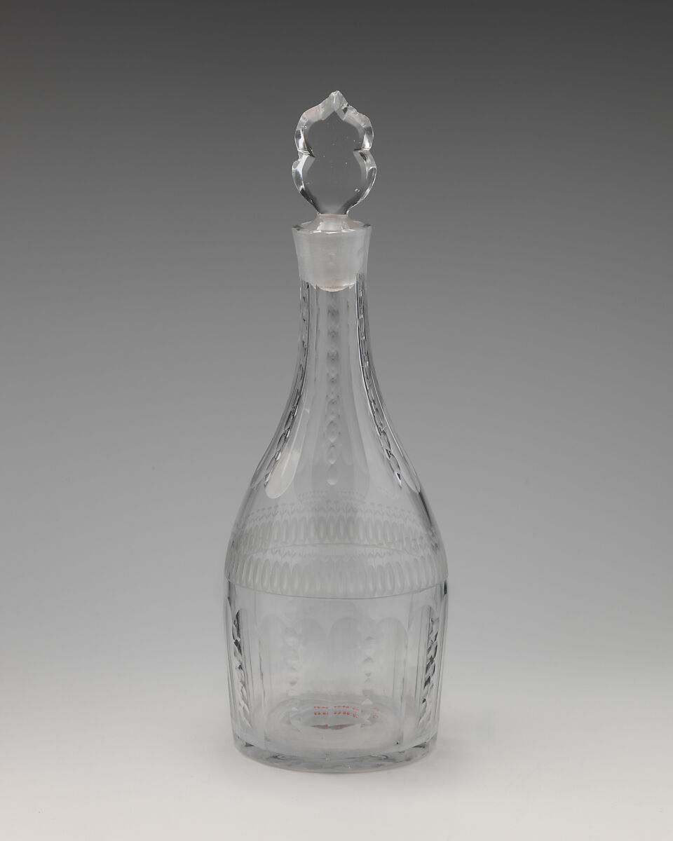 Decanter with stopper (one of a pair), Glass, British 