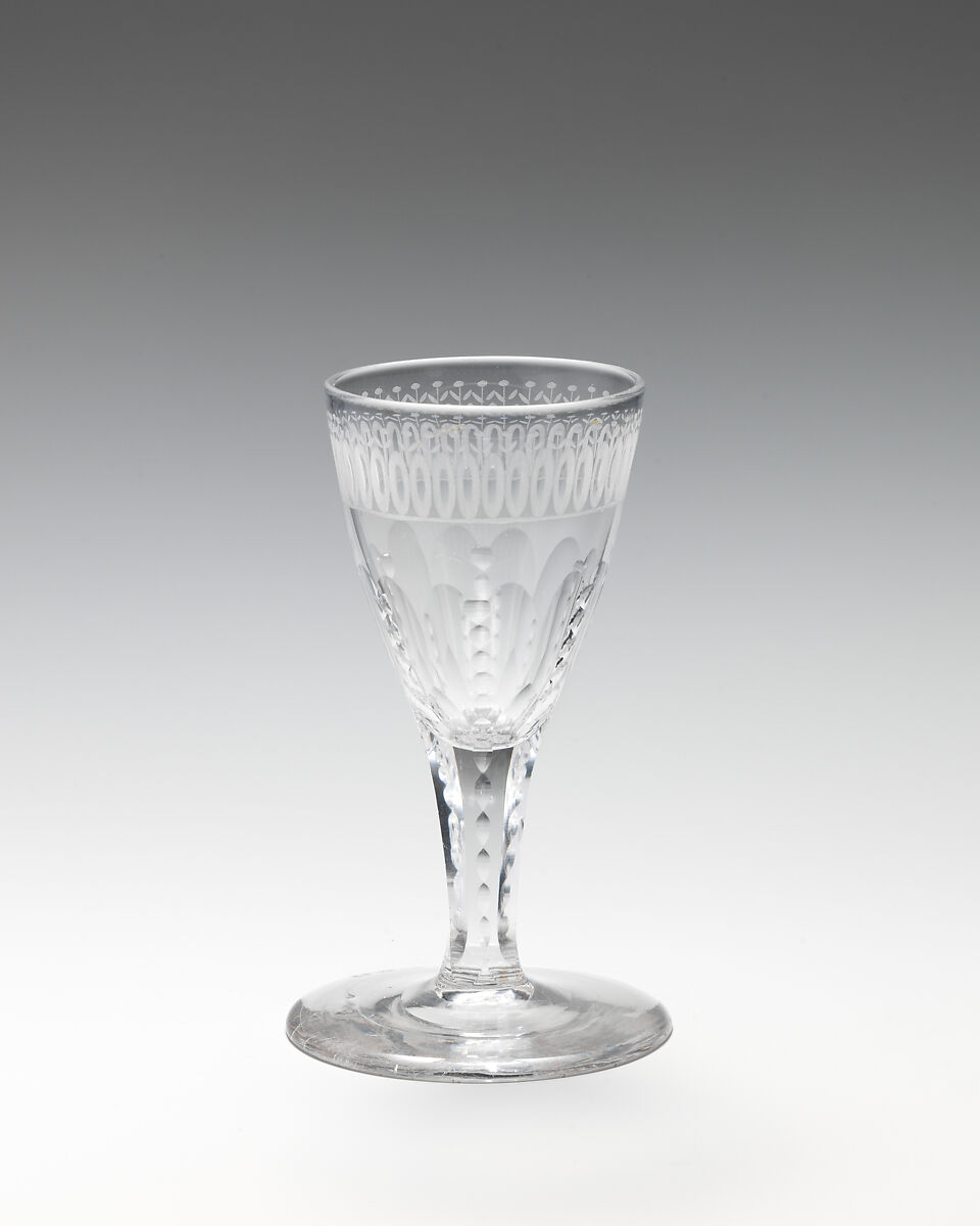 Wine or cordial glasses (set of six), Glass, British