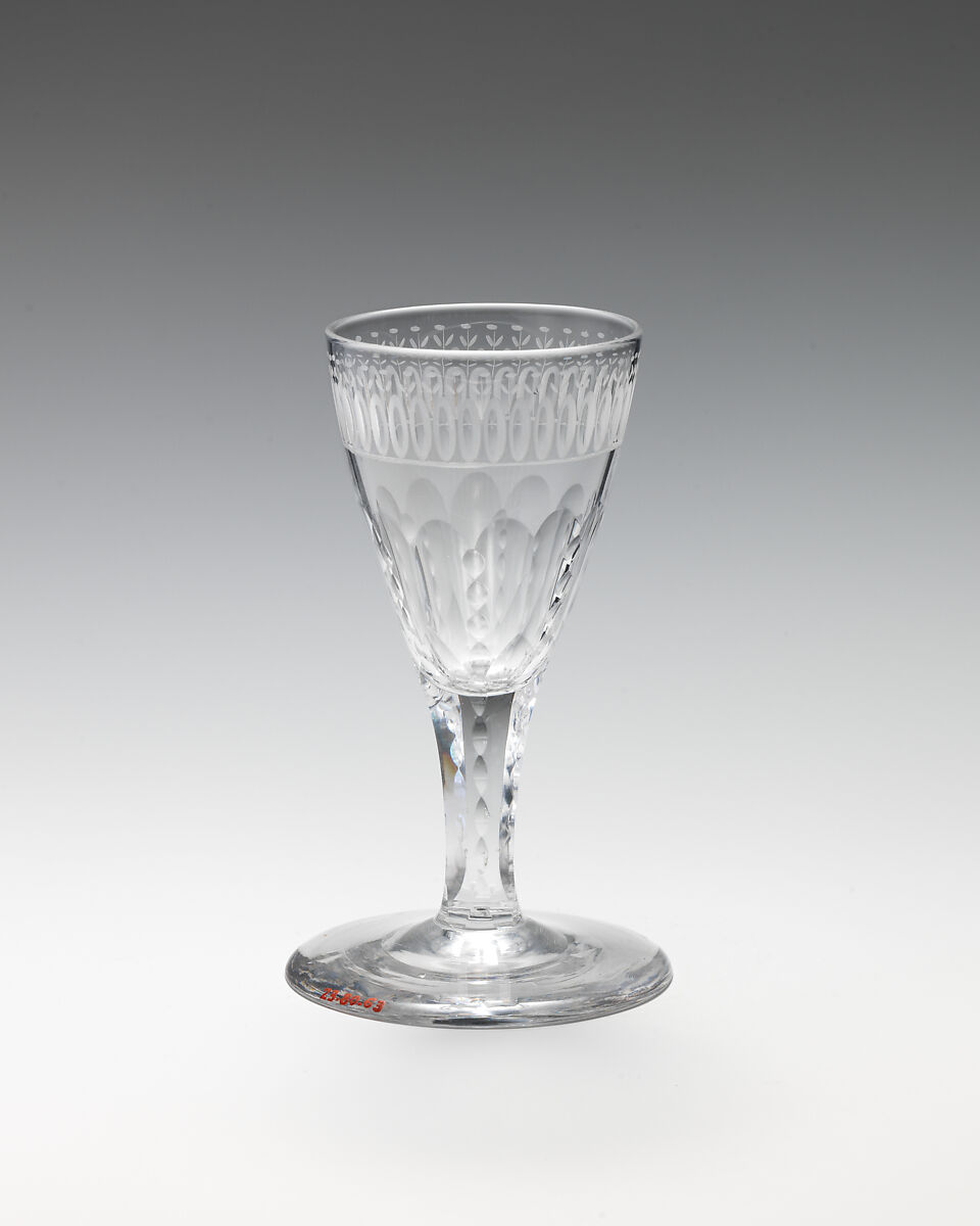 Wine or cordial glasses (set of six), Glass, British