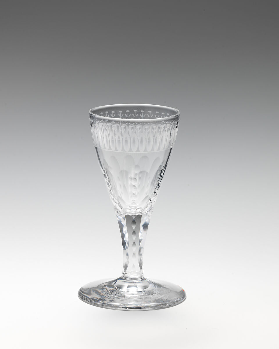 Wine or cordial glasses (set of six), Glass, British