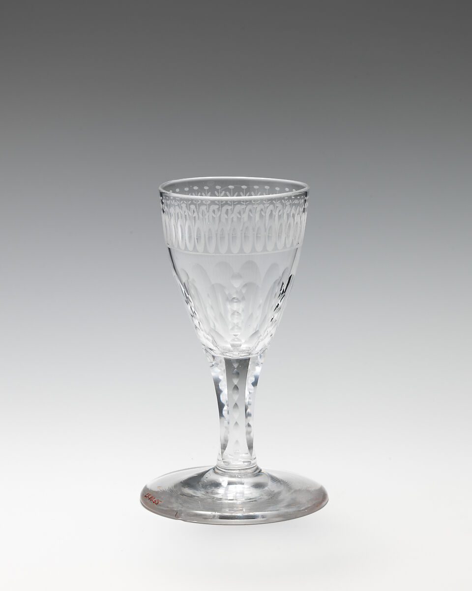 Wine or cordial glasses (set of six), Glass, British