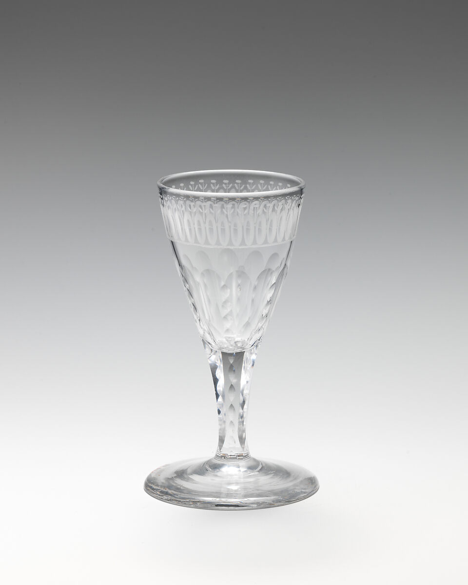 Wine or cordial glasses (set of six), Glass, British