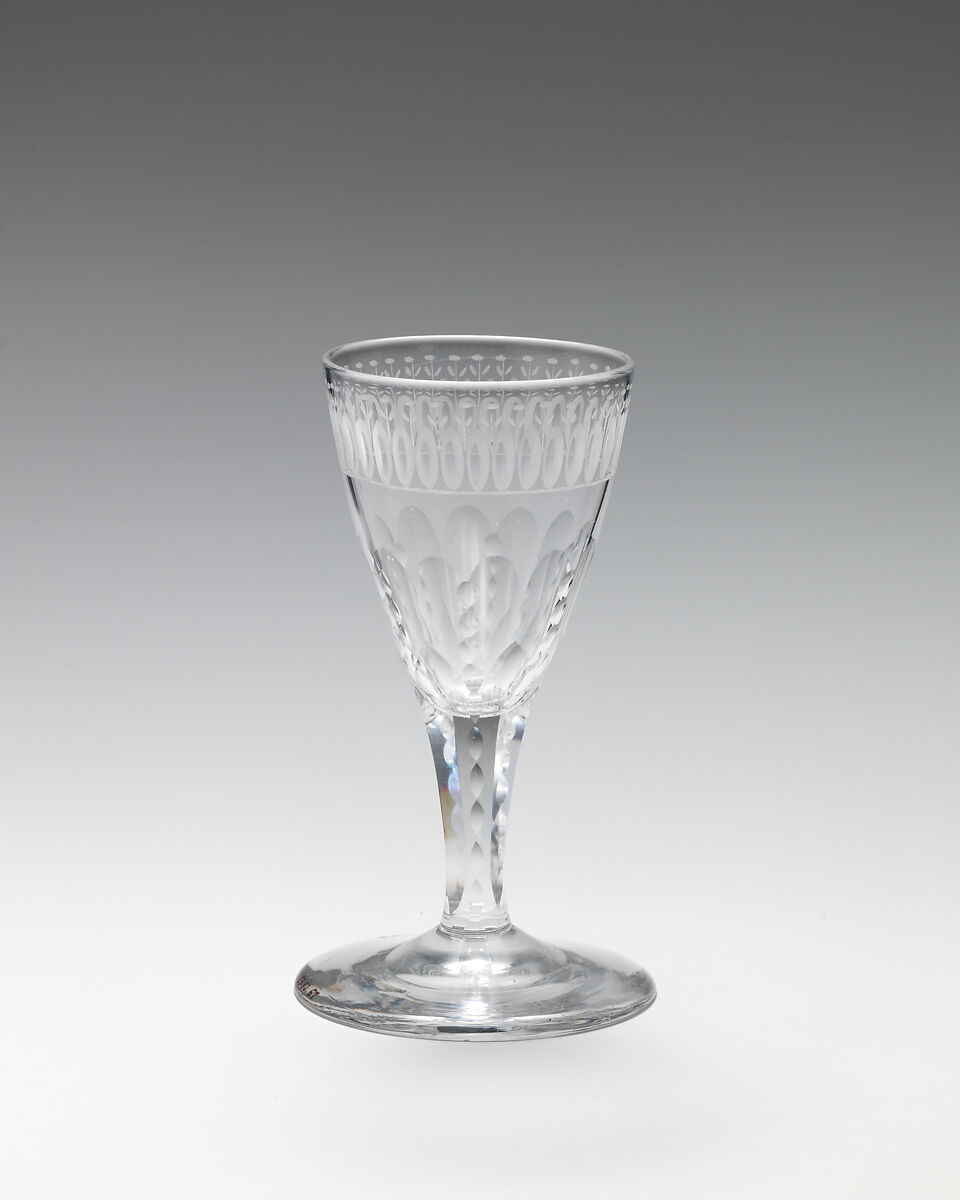 Wine or cordial glasses (set of six), Glass, British