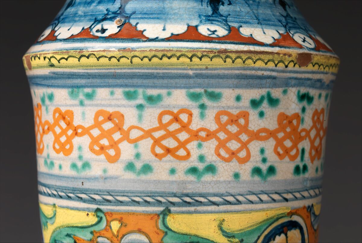 Albarello, Maiolica (tin-glazed earthenware), Italian, Siena