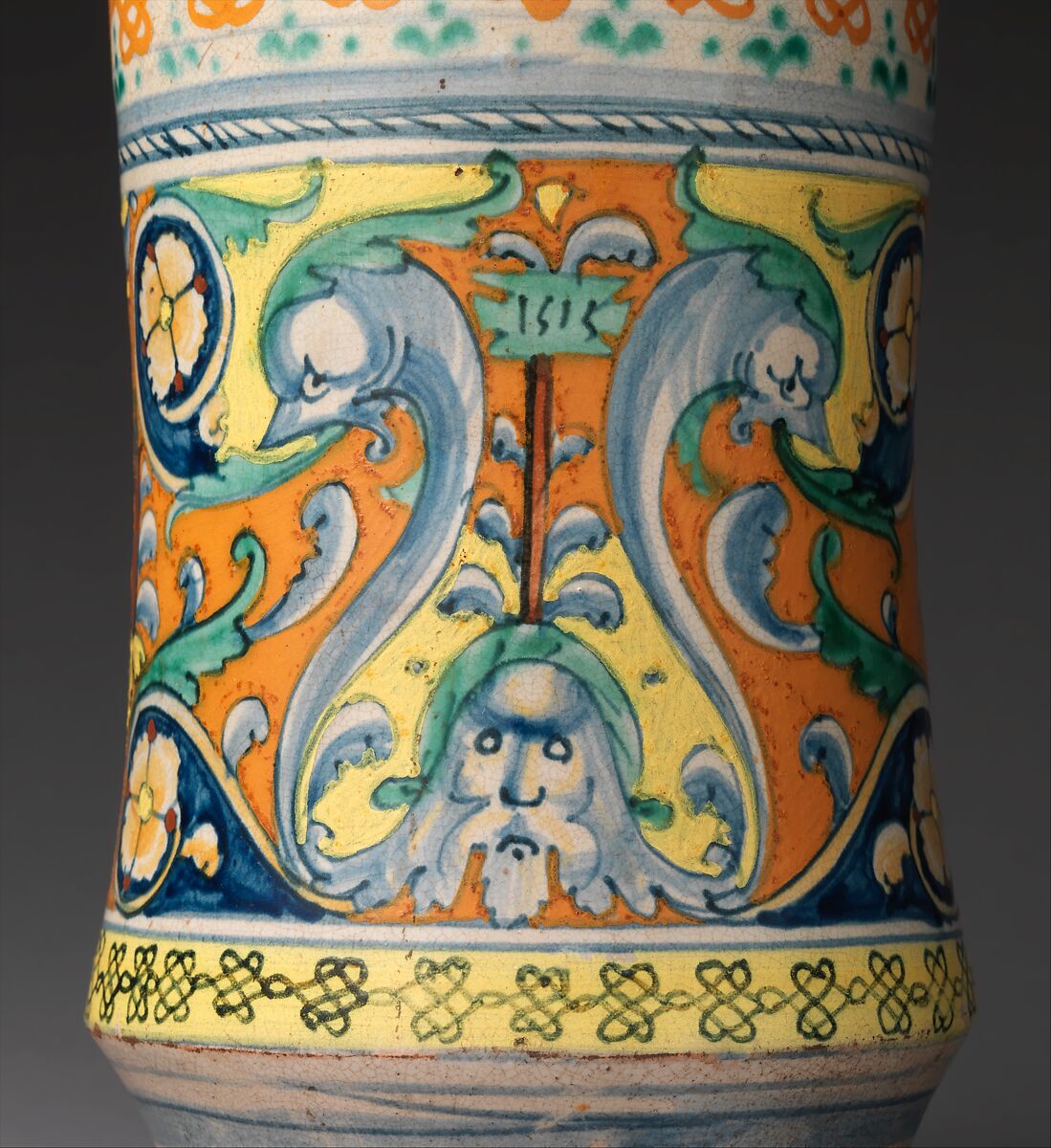 Albarello, Maiolica (tin-glazed earthenware), Italian, Siena