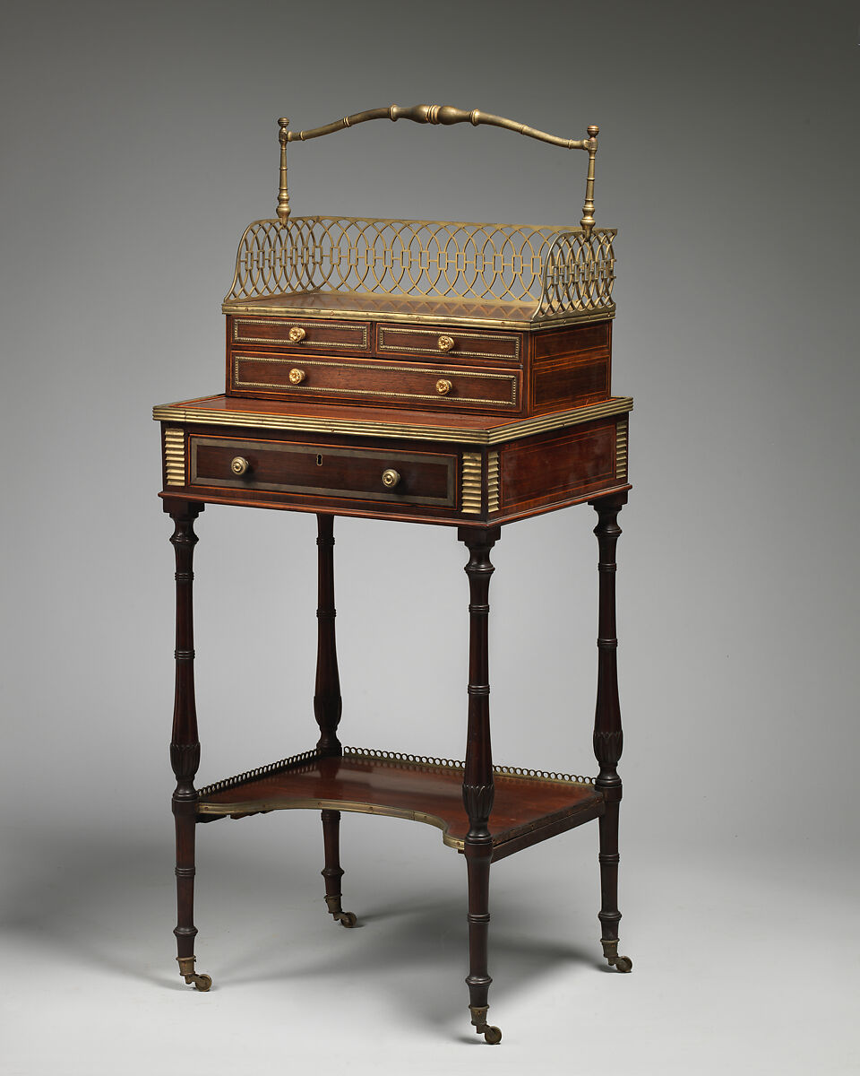 Table with book carrier (cheveret), Attributed to John McLean and Son, London, England (active ca. 1770–1815), Rosewood, gilt bronze, British 