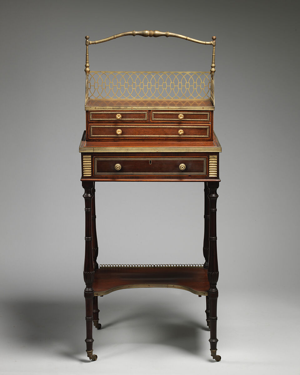 Table with book carrier (cheveret), Attributed to John McLean and Son, London, England (active ca. 1770–1815), Rosewood, gilt bronze, British