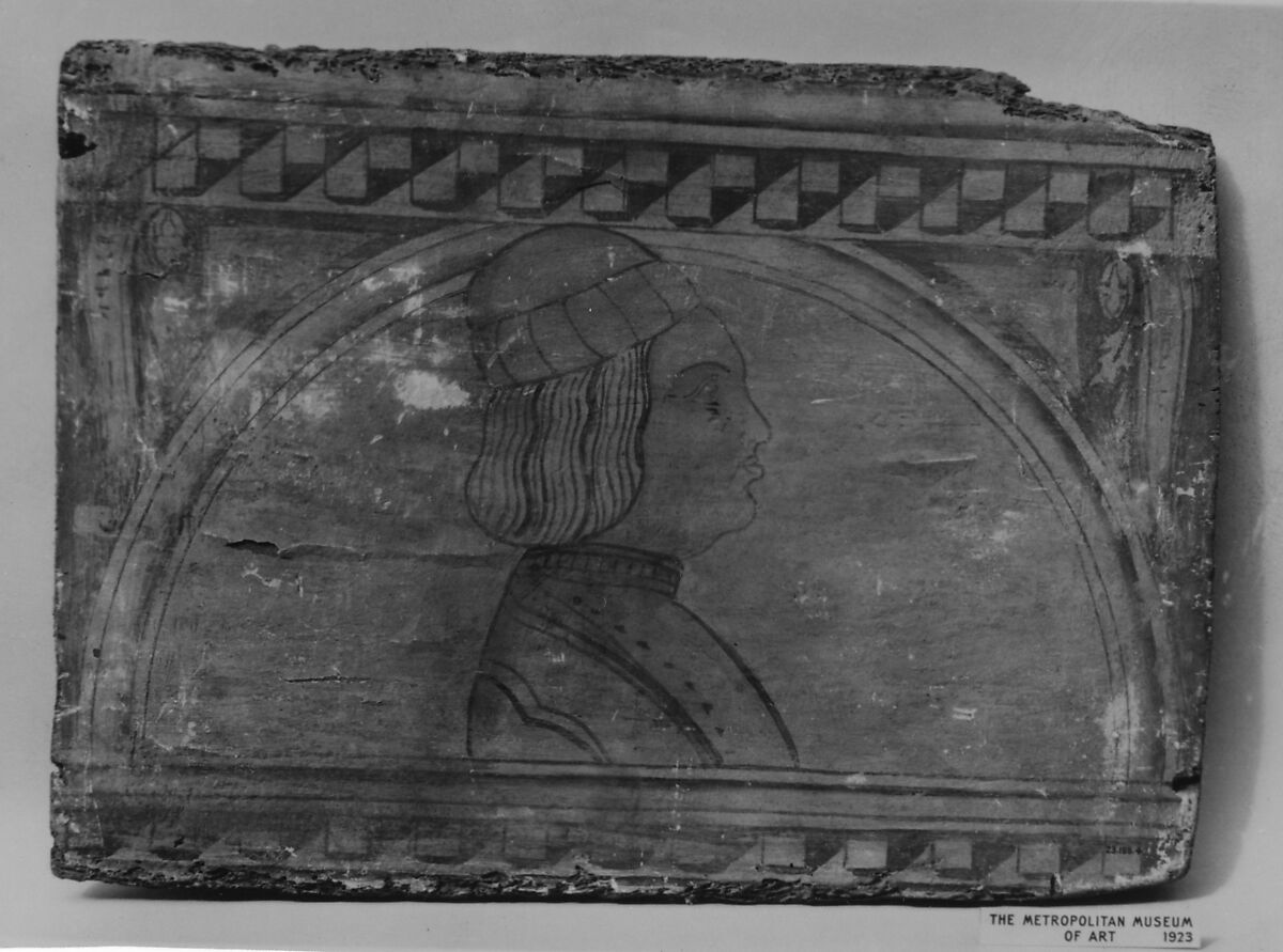 Head of a man, Tempera on wood, Italian