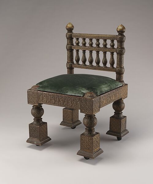 Chair, Lockwood de Forest (American, New York 1850–1932 Santa Barbara, California), Brass over teak, Indian (American market) 