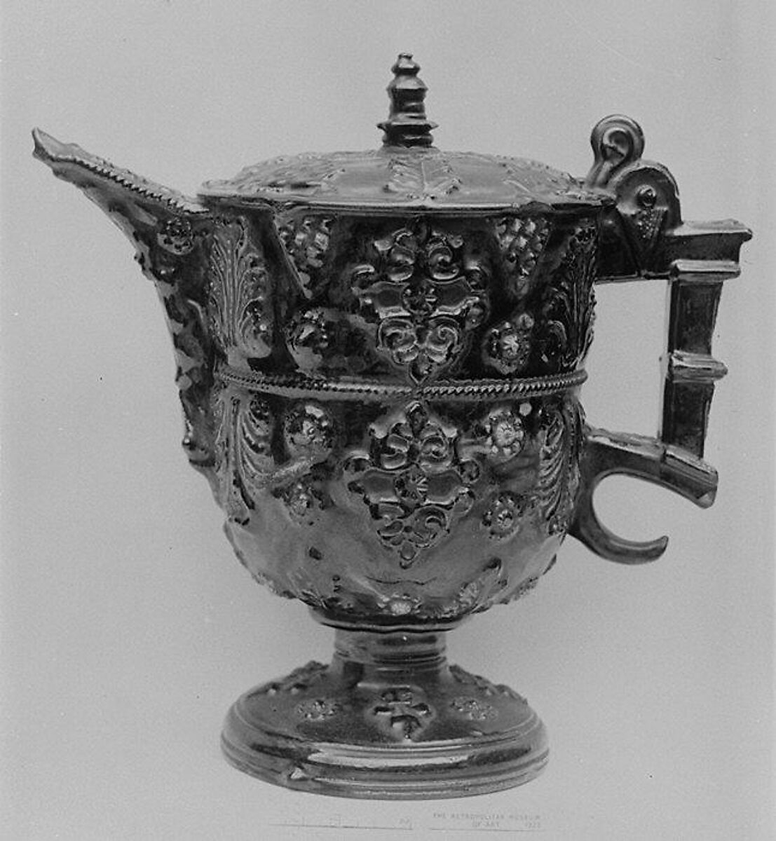 Rosewater jug, Lead-glazed earthenware, French, Avignon